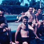 Panamá - Piscina em Albrook Field. Nero Moura, Danilo Moura, Ovídio Beraldo, Jorge Taborda e Miranda Correa.
Foto: John W. Buyers